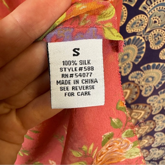 100% silk CAbi orange floral blouse - Picture 8 of 9